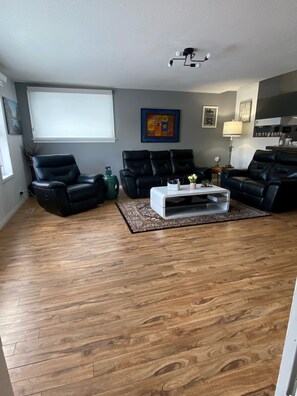 Fernseher, Kamin, DVD-Player, Bücher