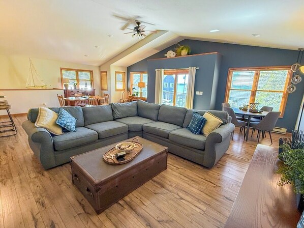 TV, fireplace, video games, DVD player