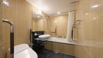 Deluxe Twin Room, Non Smoking | Bathroom | Combined shower/bathtub, free toiletries, hair dryer, slippers