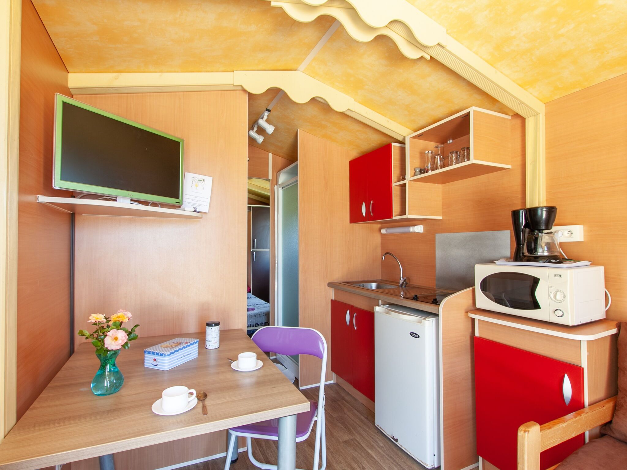 Fridge, microwave, coffee/tea maker