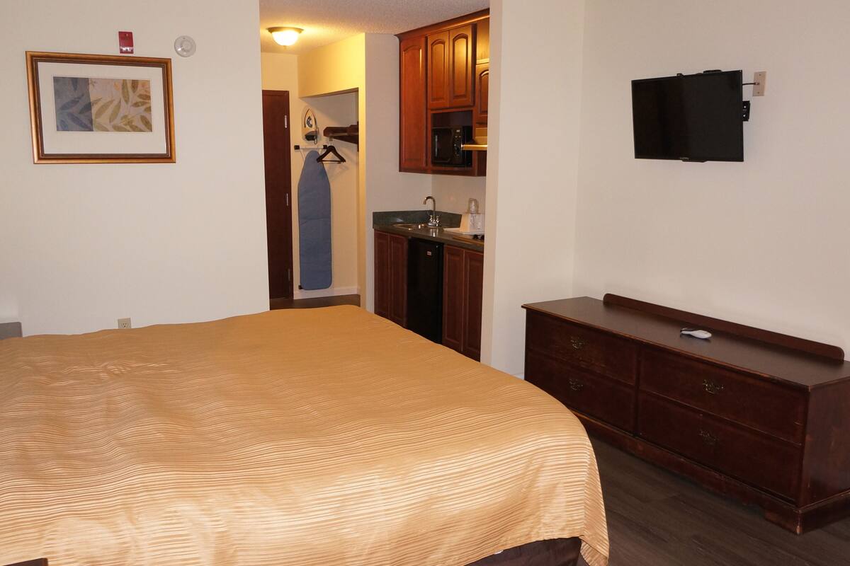 desk, blackout curtains, iron/ironing board, free wifi