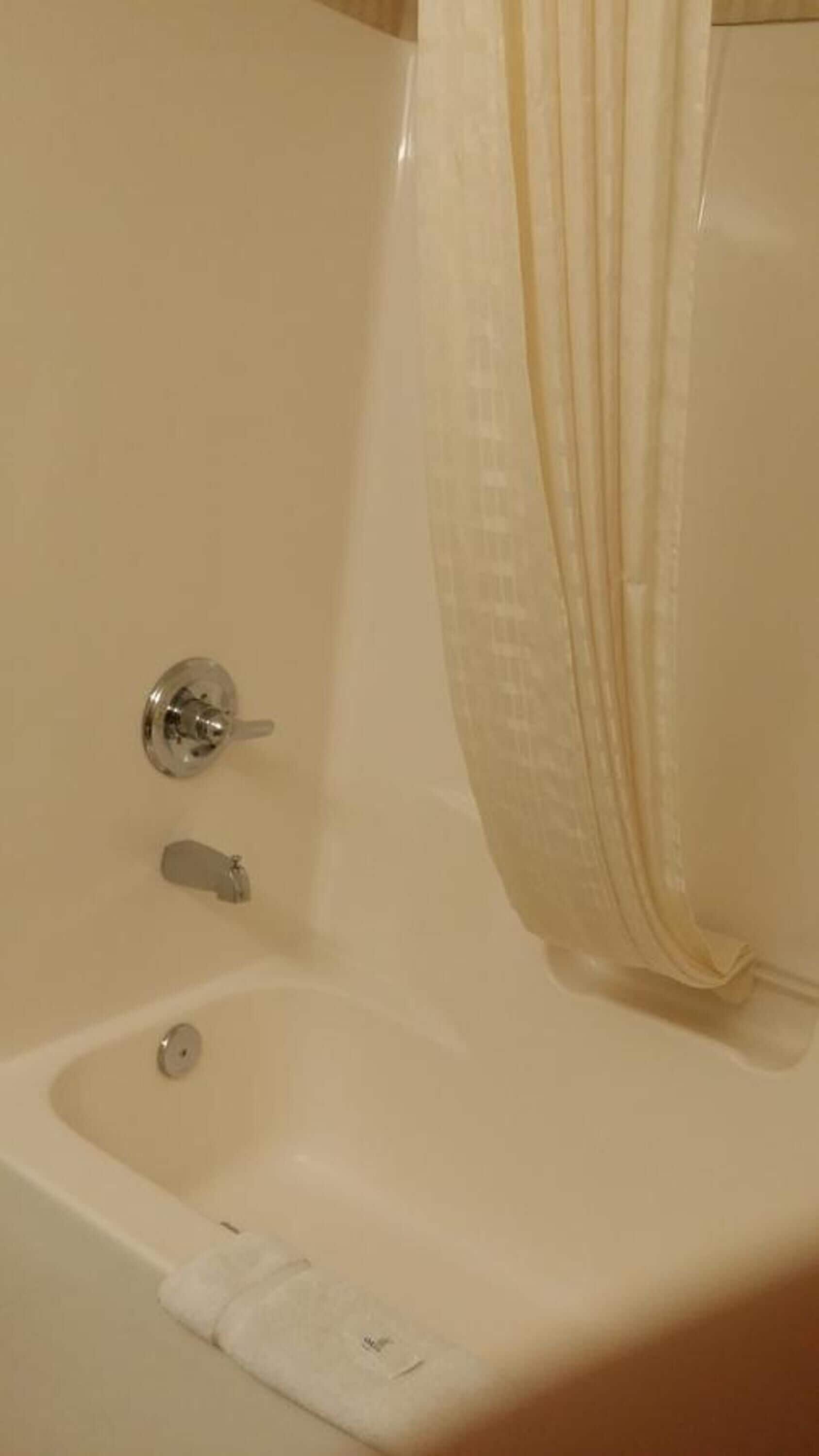 bathtub, free toiletries, towels, soap