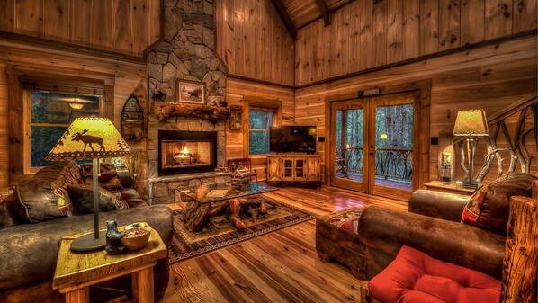 Cabin, 3 Bedrooms | Living room | TV - Buckingham Palace by Escape to Blue Ridge (Cherry Log)