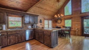 Cabin, 3 Bedrooms | Private kitchen | Fridge, microwave, stovetop, dishwasher