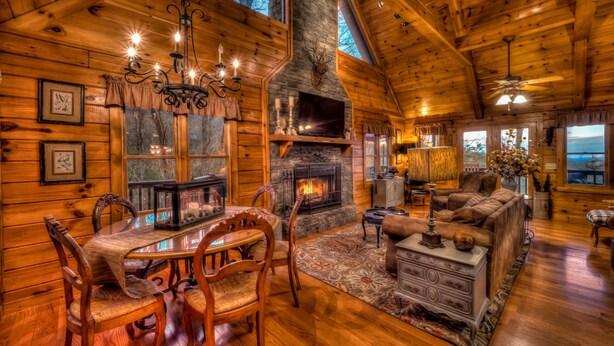 Cabin, 3 Bedrooms | Living room | 32-inch flat-screen TV with digital channels, TV - Absolute Bliss Lodge by Escape to Blue Ridge (Morganton)