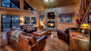 Cabin, 3 Bedrooms | Living room | TV - All Decked Out by Escape to Blue Ridge (Blue Ridge)
