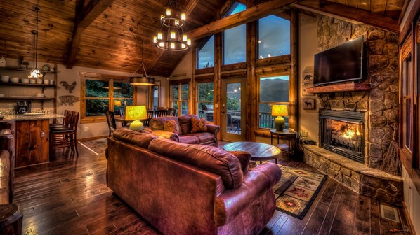 Cabin, 3 Bedrooms | Living room | TV - All About the View by Escape to Blue Ridge (Blue Ridge)