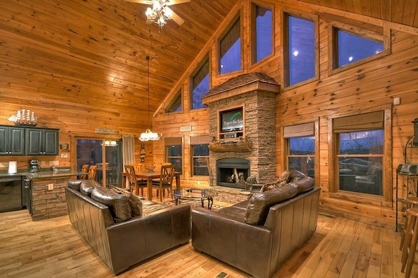 Cabin, 3 Bedrooms | Living room | TV - Forever Joy by Escape to Blue Ridge (Blue Ridge)