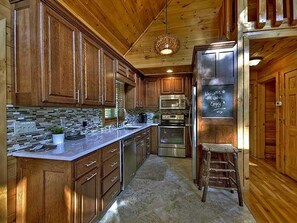 Cabin, 3 Bedrooms | Private kitchen | Fridge, microwave, stovetop, dishwasher - Above Expectations by Escape to Blue Ridge (Morganton)