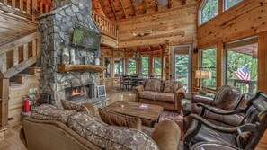 Cabin, 3 Bedrooms | Living room | TV - Almost Everest by Escape to Blue Ridge (Morganton)