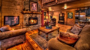 Ferienhütte, 3 Schlafzimmer | Wohnzimmer | Fernseher