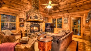 Cabin, 3 Bedrooms | Living room | TV - Above It All by Escape to Blue Ridge (Blue Ridge)