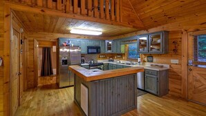 Cabin, 3 Bedrooms | Private kitchen | Fridge, microwave, stovetop, dishwasher - Above It All by Escape to Blue Ridge (Blue Ridge)