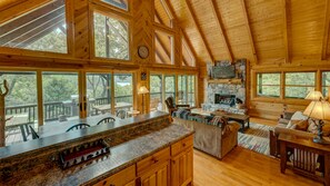 Cabin, 5 Bedrooms | Living room | TV - Bearway to Heaven by Escape to Blue Ridge (Blue Ridge)