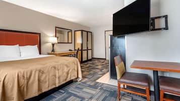 1 bedroom, desk, blackout curtains, iron/ironing board