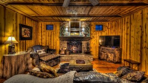 Cabin, 3 Bedrooms | Living room | TV - Go With The Flow by Escape to Blue Ridge (Ellijay)