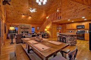 Cabin, 3 Bedrooms | Private kitchen | Fridge, microwave, stovetop, dishwasher - Happy Campers by Escape to Blue Ridge (Morganton)