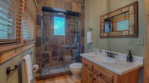 Cabin, 3 Bedrooms | Bathroom | Hair dryer, towels - Heavens Whisper by Escape to Blue Ridge (Blue Ridge)