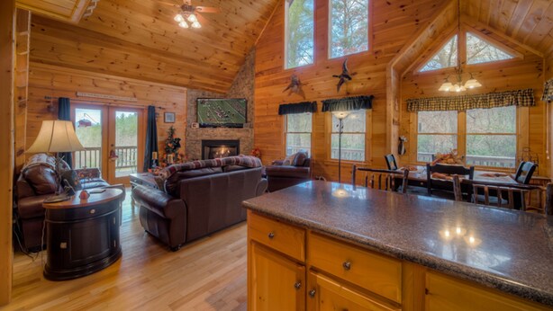 Cabin, 3 Bedrooms | Private kitchen | Fridge, microwave, stovetop, dishwasher - Harvest Moon by Escape to Blue Ridge (Mineral Bluff)