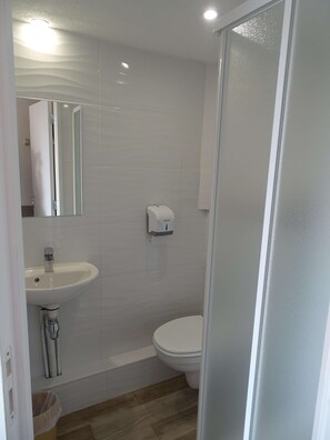 Regadera, amenidades de baño ecológicas, toallas 