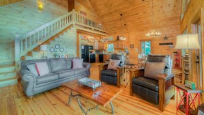 Cabin, 3 Bedrooms | Living room - Leatherwood Lodge by Escape to Blue Ridge (Cherry Log)