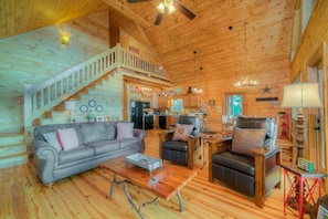 Cabin, 3 Bedrooms | Living room | TV - Leatherwood Lodge by Escape to Blue Ridge (Cherry Log)