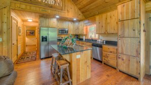 Cabin, 3 Bedrooms | Private kitchen | Fridge, microwave, stovetop, dishwasher - Mountain Laurel Hideaway by Escape to Blue Ridge (Mineral Bluff)