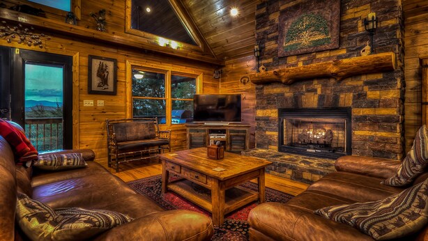 Cabin, 4 Bedrooms | Living room | TV - Majestic Peace by Escape to Blue Ridge (Blue Ridge)