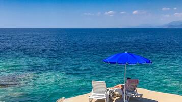 On the beach, white sand