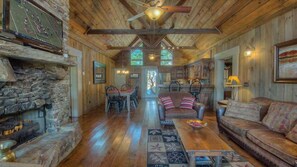 Cabin, 4 Bedrooms | Living room | TV - Rock N' River by Escape to Blue Ridge (Blue Ridge)