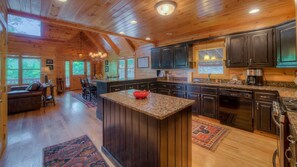 Cabin, 3 Bedrooms | Private kitchen | Fridge, microwave, stovetop, dishwasher
