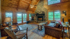 Cabin, 3 Bedrooms | Living room | TV