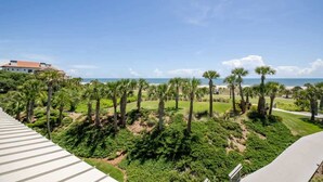 A resort with a view of the ocean, palm trees, and a building with a red roof. - Shipwatch #1365 - Heated Pool! (Fernandina Beach)