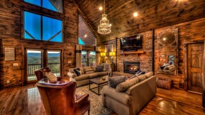Cabin, 5 Bedrooms | Living room | TV - Unforgettable by Escape to Blue Ridge (Cherry Log)