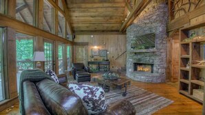 Cabin, 4 Bedrooms | Living room | TV - Winding Log Ridge by Escape to Blue Ridge (Cherry Log)