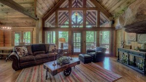 Cabin, 4 Bedrooms | Living room | TV - Winding Log Ridge by Escape to Blue Ridge (Cherry Log)