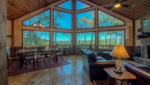 Cabin, 4 Bedrooms | Living room | TV - Triple Vista Mountain Tops by Escape to Blue Ridge (Blue Ridge)