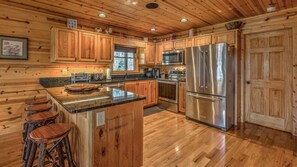 Cabin, 3 Bedrooms | Private kitchen | Fridge, microwave, stovetop, dishwasher - Tranquility by Escape to Blue Ridge (Mineral Bluff)