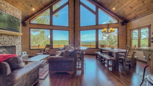 Cabin, 3 Bedrooms | Living room | TV - Stone Pine Lodge by Escape to Blue Ridge (Mineral Bluff)