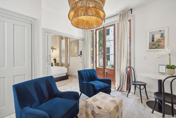 Suite 2 | 1 bedroom, premium bedding, memory-foam beds, individually decorated - Tranquility with Garden & Heated Pool near King Street (Charleston)