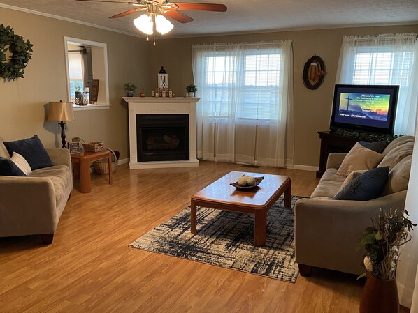 Smart TV, fireplace, Netflix, DVD player