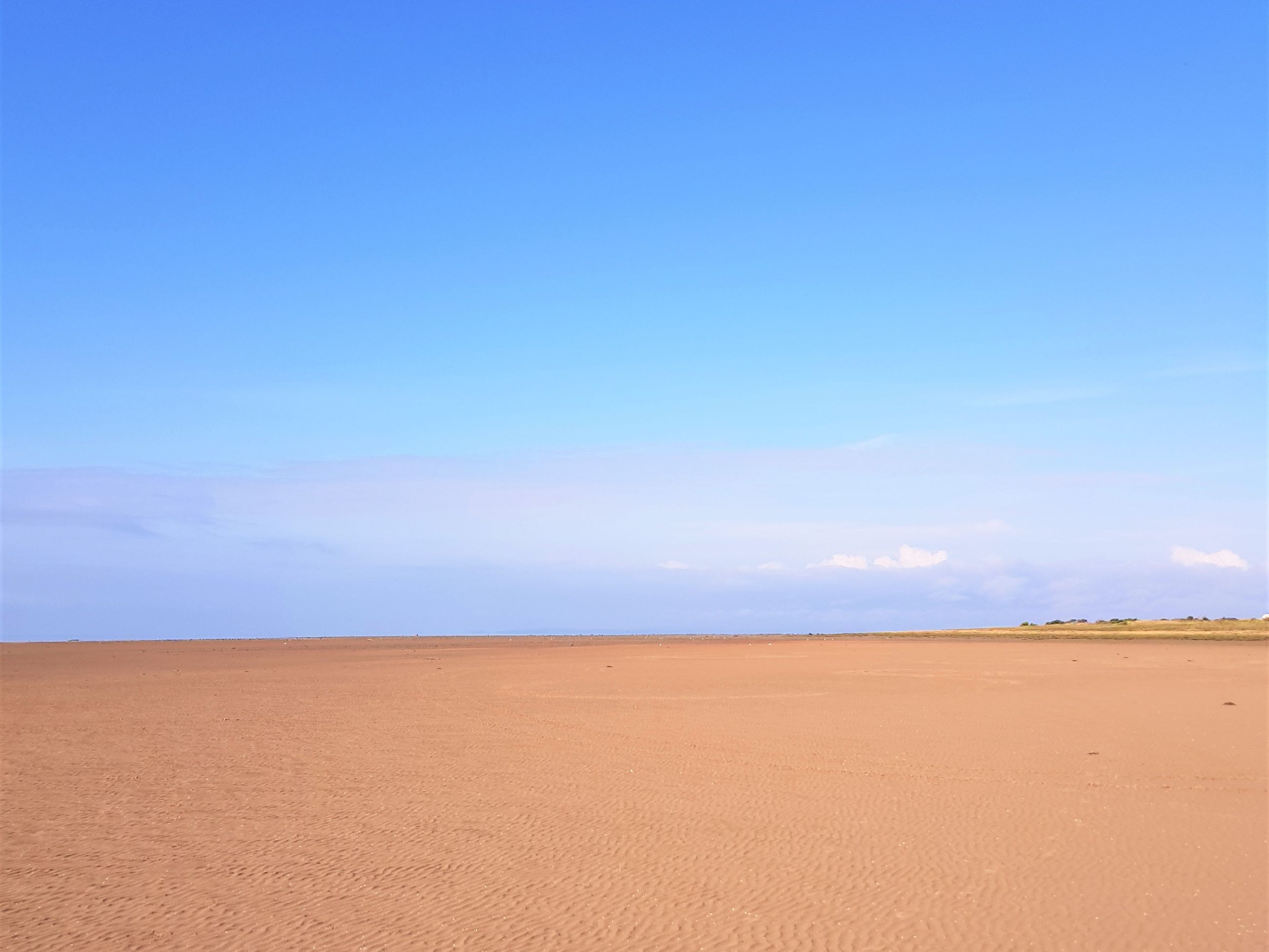 A vast, flat landscape with a clear sky.