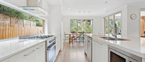 Fridge, microwave, oven, dishwasher