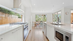 Fridge, microwave, oven, dishwasher
