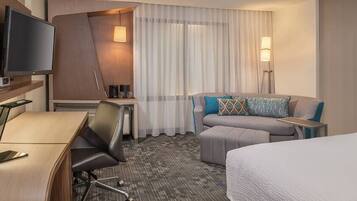 Hypo-allergenic bedding, desk, laptop workspace, soundproofing