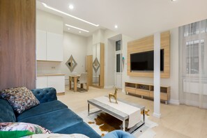 Living area - Squares and Dots Apartment (Budapest)