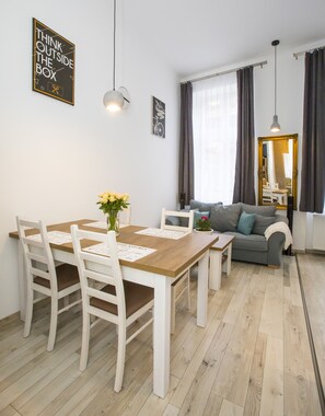 Apartment (Split Level) | Living area - Wood and Light Apartment (Budapest)