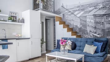 Apartment (Split Level) | Private kitchenette | Full-size fridge, stovetop, cookware/dishes/utensils