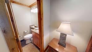 Combined shower/bathtub, hair dryer