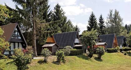 Wooden Chalet with Terrace near Swimming Lake